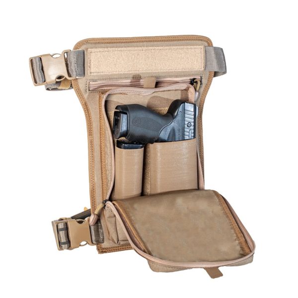 Bolsa tática porta pistola em cordura marrom.